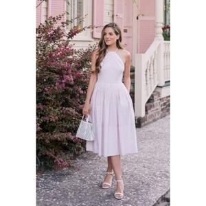 Gal Meets Glam Claire Stripe Halter Dress Pink Size 6